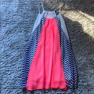 Altar’d State Hot Pink B/W Stripe Mini Dress